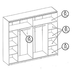 Mes Armoire 2 portes coulissantes 250 cm décor béton et blanc mat - ASHY