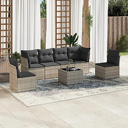 vidaXL Salon de jardin avec coussins 7 pcs gris clair résine tressée 