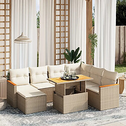 vidaXL Salon de jardin avec coussins 8 pcs beige résine tressée 