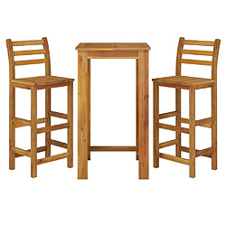 Avis Maison Chic Table de bar et chaises d'extérieur 3 pcs,Ensemble de bar de jardin pour relax bois d'acacia solide -GKD398875