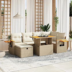 vidaXL Salon de jardin avec coussins 7 pcs beige résine tressée