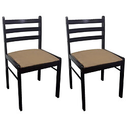 vidaXL Chaises à manger lot de 2 marron hévéa solide et velours