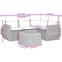 Avis Maison Chic Salon de jardin avec coussins 5 pcs | Ensemble de Table et chaises | Mobilier d'Extérieur beige résine tressée -GKD20536