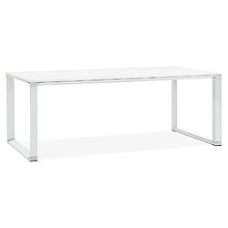 Alterego Grand bureau de direction droit 'XLINE' en bois blanc - 200x100 cm