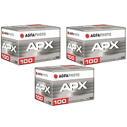 Agfa Photo Pack 3 x Pellicule Agfaphoto APX100 Professionnel 135-36 B&W - Negro 