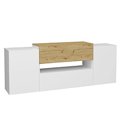 Maison Chic Meuble TV scandinave - Banc TV pour salon/Hi-Fi 182x33x70,2 cm Blanc et chêne artisanal -MN34002