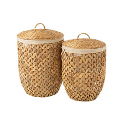 Dansmamaison Set De 2 Paniers A Linge Jacinthe D'Eau Naturel Set De 2 Paniers A Linge Jacinthe D'Eau Naturel - L 45 x l 45 x H 60 cm