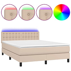 vidaXL Sommier à lattes de lit avec matelas LED Cappuccino 140x190 cm