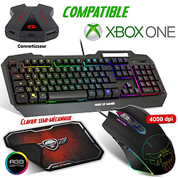 Spirit Of Gamers Pack Power gaming clavier semi-mécanique, souris, tapis compatible console XBOX ONE - RGB - Rétro éclairé