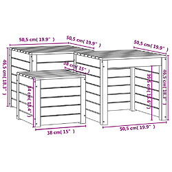 vidaXL Ensemble de boîtes de jardin 3 pcs marron miel bois pin massif pas cher