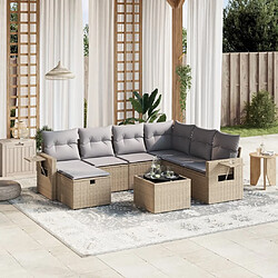 vidaXL Salon de jardin avec coussins 8pcs mélange beige résine tressée