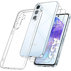 Coque Silicone Transparente + 2 Verres Trempes Pour Samsung Galaxy A55 5G Little Boutik© 