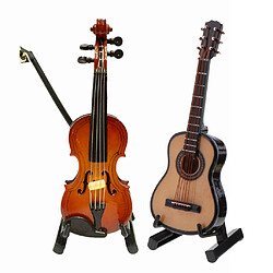 1:12 Dollhouse Instrument de Musique Miniature en Bois avec Caisse de Transport - Guitare Violon