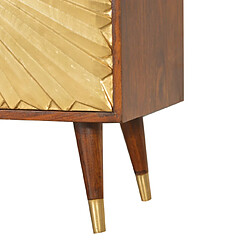 Artisan Furniture Cabinet en bois massif noyer avec accents dorés manille, rangement salon pas cher