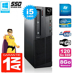 PC Lenovo M92p SFF Core I5-2400 8Go Disque 120Go SSD Graveur DVD Wifi W7 · Occasion 