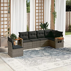 vidaXL Salon de jardin 6 pcs avec coussins gris résine tressée 