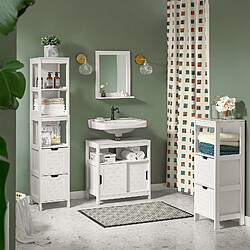 SoBuy FRG127-W Meuble Colonne Meuble Bas de Salle de Bain Armoire Toilette 1 étage et 2 tiroirs