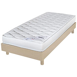 Ebac Matelas et sommier 90x190 Mousse - Marly - Soutien ferme - Sommier démonté - Chêne