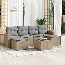 Maison Chic Salon de jardin avec coussins 7 pcs | Ensemble de Table et chaises | Mobilier d'Extérieur beige résine tressée -GKD12018