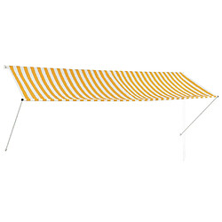 Maison Chic Store banne | Auvent rétractable de porte | Marquise Brise-soleil 350x150 cm Jaune et blanc -GKD79931