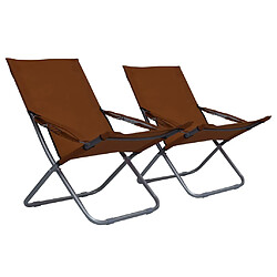 vidaXL Chaises pliables de plage lot de 2 Tissu Marron