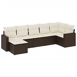 vidaXL Salon de jardin avec coussins 7 pcs marron résine tressée