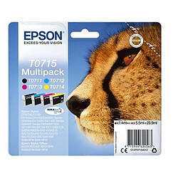 Epson T0715 Pack 4 cartouches Noir et couleurs C13T07154010 (Guepard)