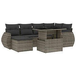 vidaXL Salon de jardin avec coussins 7 pcs gris résine tressée