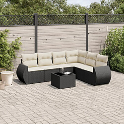 Maison Chic Ensemble Tables et chaises d'extérieur 7pcs avec coussins,Salon de jardin noir résine tressée -GKD444260