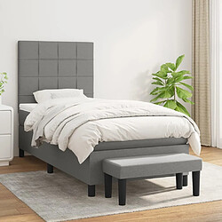 Maison Chic Lit Adulte - Lit simple Lit à sommier tapissier et matelas moelleux - Meuble de Chambre - Gris foncé 90x190 cm Tissu -MN20786