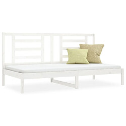 Maison Chic Lit de jour, Lit de repos pour Salon Chambre,Canapé-lit,Lit d'invité Blanc 90x200 cm Bois de pin massif -MN57531