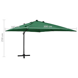 vidaXL Parasol de jardin en porte-à-faux et mât et lumières LED vert pas cher