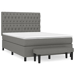 vidaXL Sommier à lattes de lit avec matelas Gris foncé 140x200cm Tissu