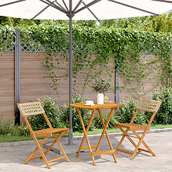 vidaXL Ensemble de bistro 3 pcs beige résine tressée et bois massif 