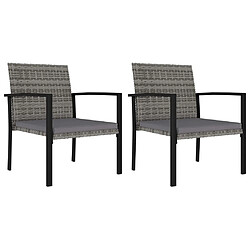 vidaXL Chaises à manger de jardin lot de 2 Résine tressée Gris 