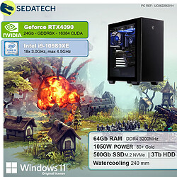 Sedatech PC Gaming • Intel i9-10980XE • RTX4090 • 64 Go RAM • 500Go SSD M.2 • 3To HDD • Windows 11