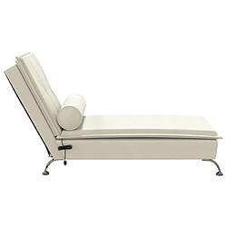 Acheter vidaXL Chaise longue de massage avec traversin crème velours