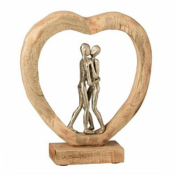 Paris Prix Statue Déco en Bois Couple & Cœur 35cm Naturel 