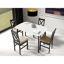 Bestmobilier Magov - table à manger extensible - blanc et noir - 4 personnes Magov - table à manger extensible - blanc et noir - 4 personnes - Blanc / Noir