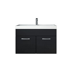 Auco Meuble de salle de bain Paso 01 80x40cm lavabo Noir brillant – Armoire de rangement