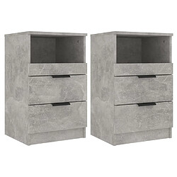 Maison Chic Lot de 2 Tables de chevet,Table de nuit,Table d'appoint pour salon Gris béton Bois d'ingénierie -MN27934