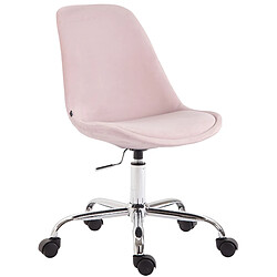 Decoshop26 Chaise de bureau sur roulettes en tissu velours rose BUR10353