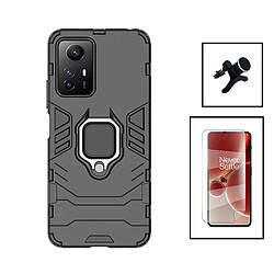 PHONECARE Kit Film Hydrogel Full Cover Avant + Coque 3X1 Military Defender + Support Renforcé pour Xiaomi Redmi Note 12S - Noir