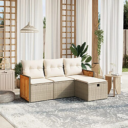 Maison Chic Salon de jardin avec coussins 4 pcs, Ensemble Tables et chaises de jardin,, Ensemble Tables et chaises de jardin, beige résine tressée -GKD119586