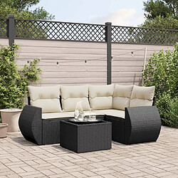 Maison Chic Salon de jardin 5 pcs avec coussins | Ensemble de Table et chaises | Mobilier d'Extérieur noir résine tressée -GKD17541