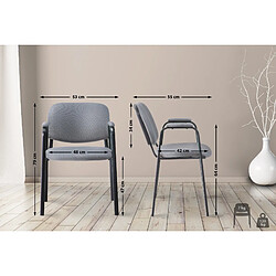 Avis Decoshop26 Chaise visiteur avec accoudoirs intégrés zone d'attente en tissu gris piètement à 4 pieds en métal noir 10_0003382