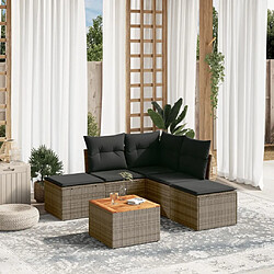 Maison Chic Ensemble Tables et chaises d'extérieur 6pcs avec coussins,Salon de jardin gris résine tressée -GKD754063