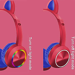 Acheter Universal Casque sans fil avec micro pour enfants casque oreille chat lampe led pour les élèves (rouge)