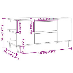 vidaXL Table basse blanc brillant 102x44,5x50 cm bois d'ingénierie pas cher