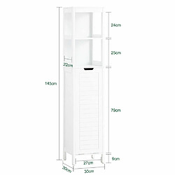 Avis SoBuy BZR123-W Meuble Colonne de Salle de Bain, Armoire Toilette Haute, Meuble Salle de Bain Placard avec Étagères et Panier à Linge